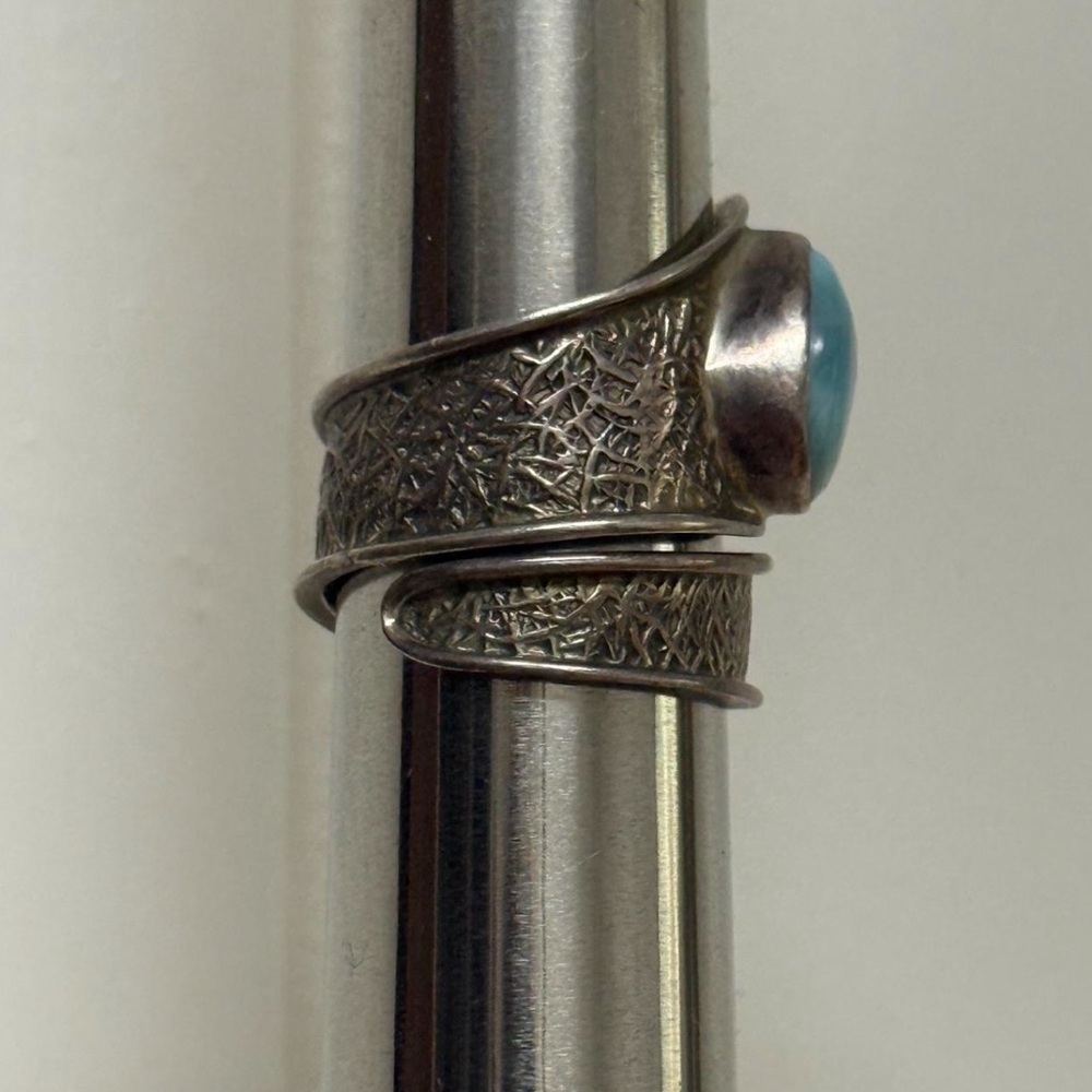 Sterling Silver Adjustable Larimar Ring - image 5